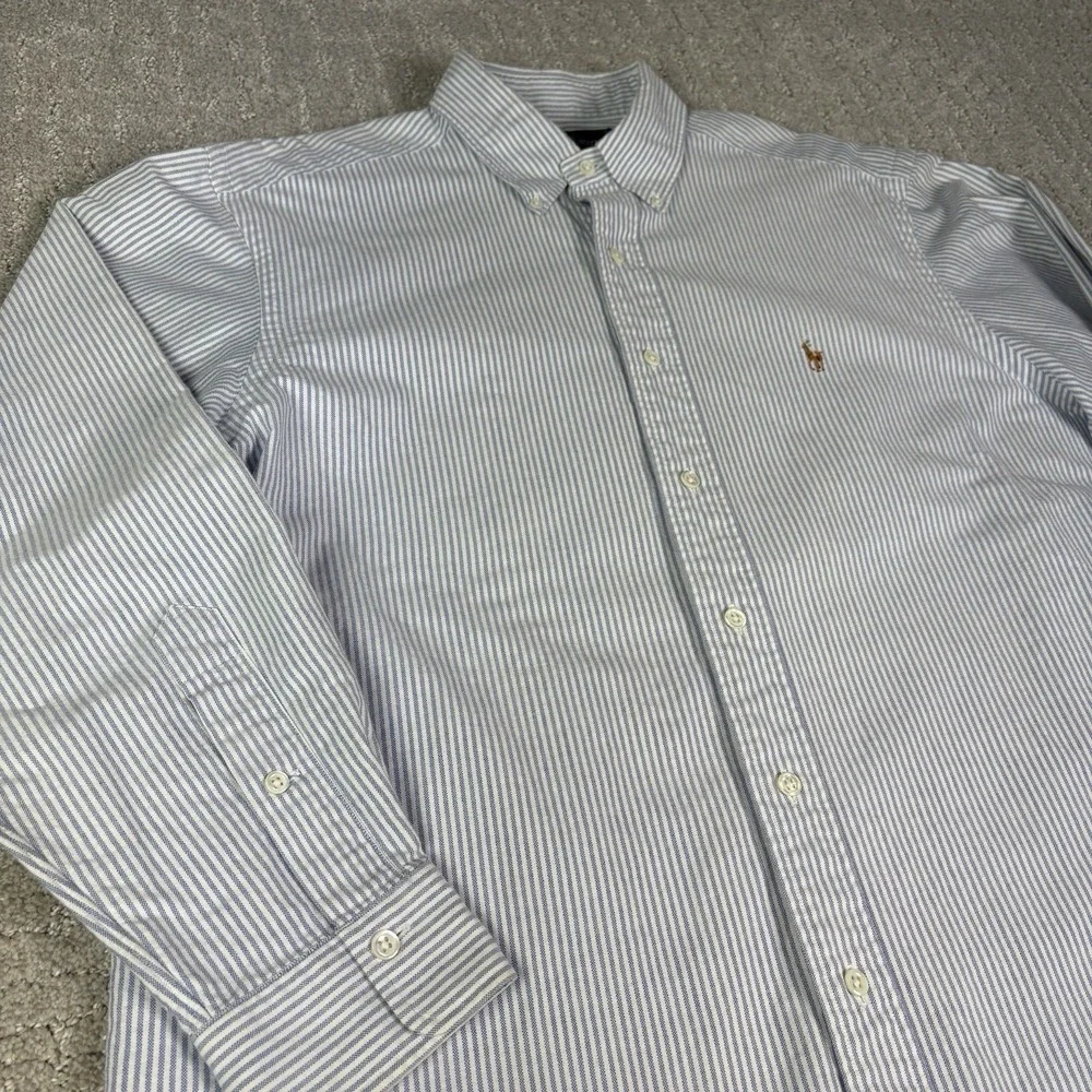 VTG Polo Ralph Lauren Button Down Shirt Sz 16½x33 XL 90s Striped 100% Cotton